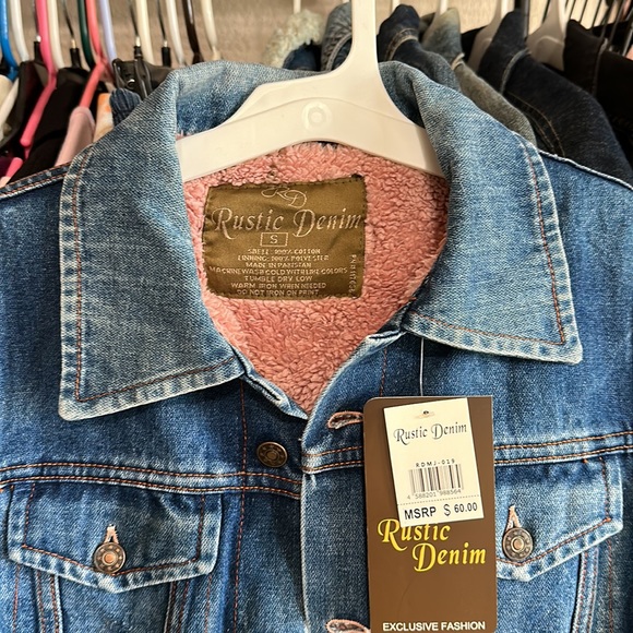 Rustic Denim Jacket, size small, lined pink warm, - Picture 7 of 12